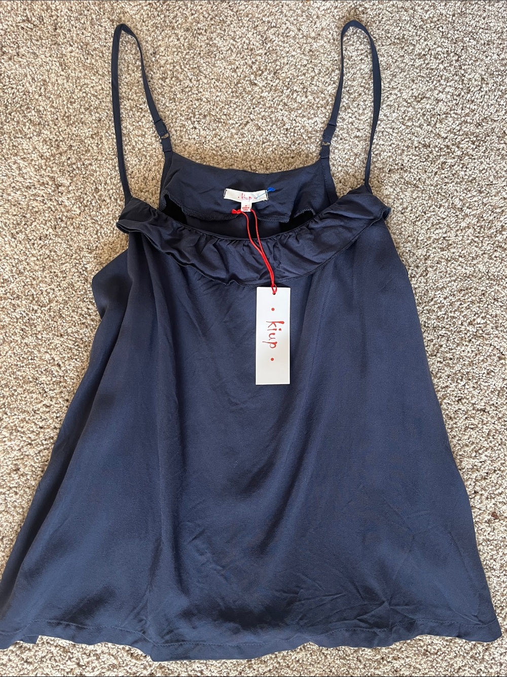 Navy Ruffle-Trim 100% Viscose Cami NWT